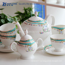 15pcs blanco elegancia azul claro redondo china café conjunto